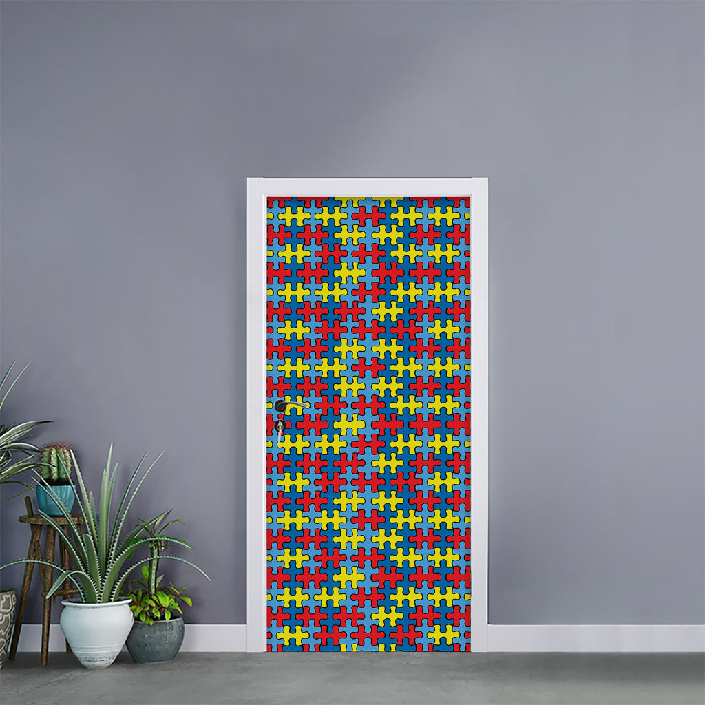 Autism Awareness Puzzle Print Door Sticker