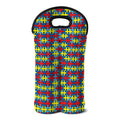 Autism Awareness Puzzle Print Double Neoprene Wine Tote