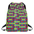 Autism Awareness Puzzle Print Drawstring Backpack