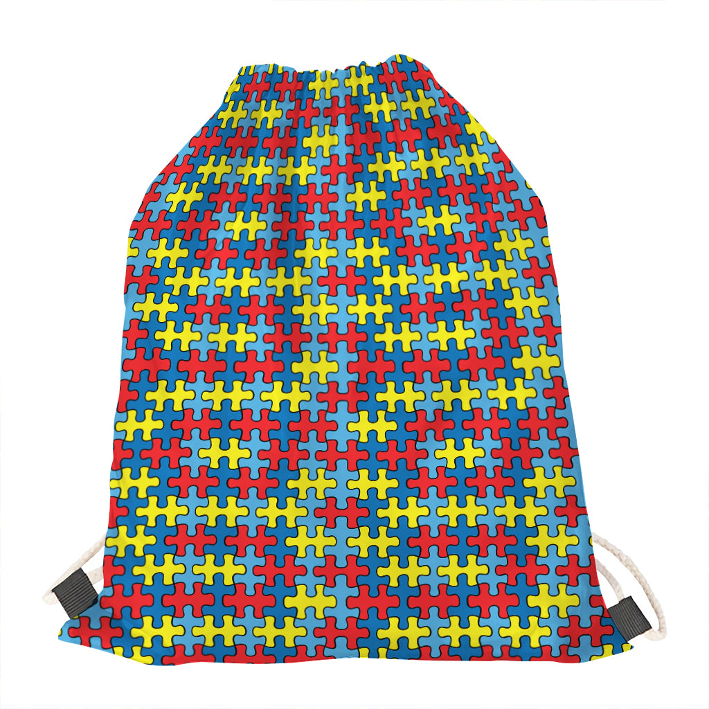 Autism Awareness Puzzle Print Drawstring Bag