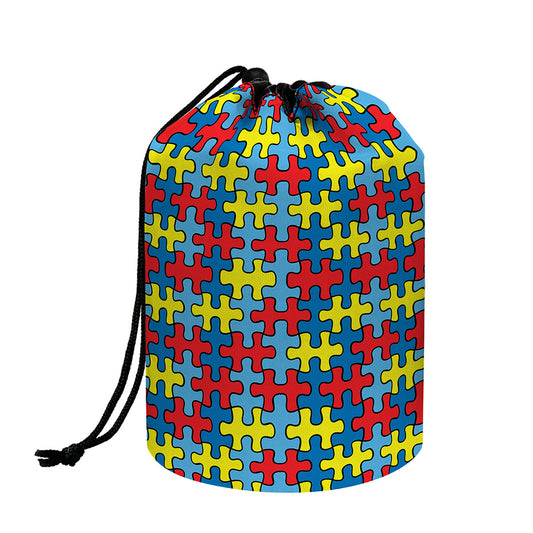 Autism Awareness Puzzle Print Drawstring Makeup Bag