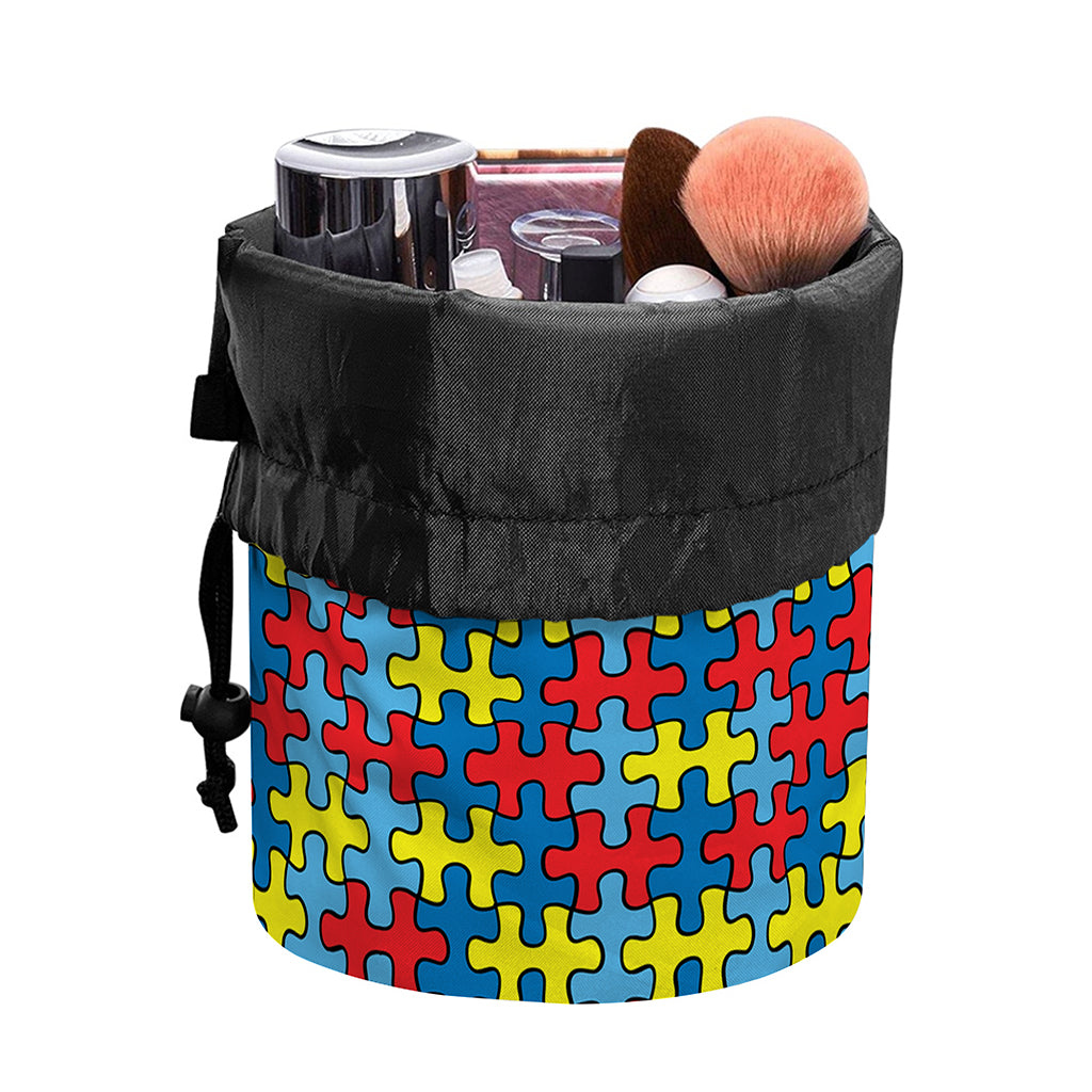 Autism Awareness Puzzle Print Drawstring Makeup Bag