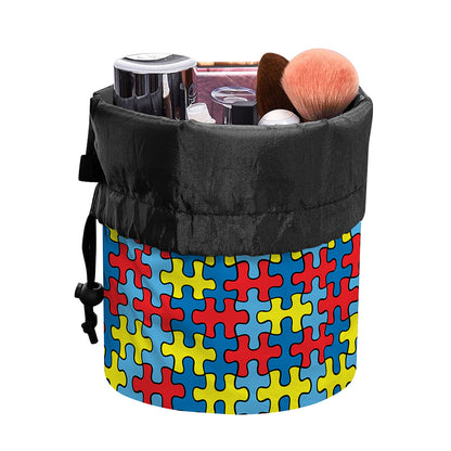 Autism Awareness Puzzle Print Drawstring Makeup Bag