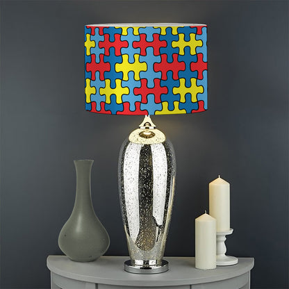 Autism Awareness Puzzle Print Drum Lamp Shade