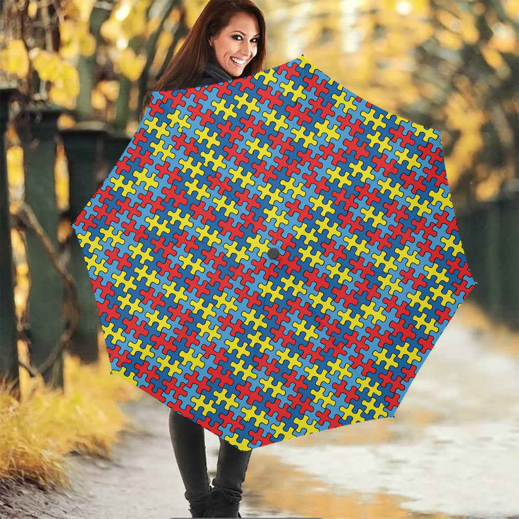 Autism Awareness Puzzle Print Foldable Umbrella