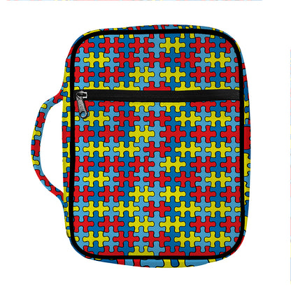 Autism Awareness Puzzle Print Front Pocket Bible Bag