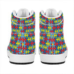 Autism Awareness Puzzle Print High Top Leather Sneakers