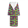 Autism Awareness Puzzle Print Hooded Bathrobe