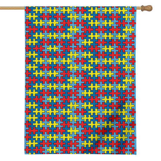 Autism Awareness Puzzle Print House Flag