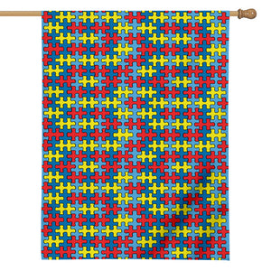 Autism Awareness Puzzle Print House Flag