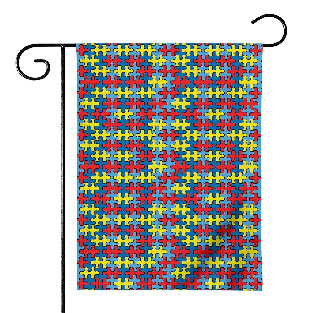 Autism Awareness Puzzle Print House Flag