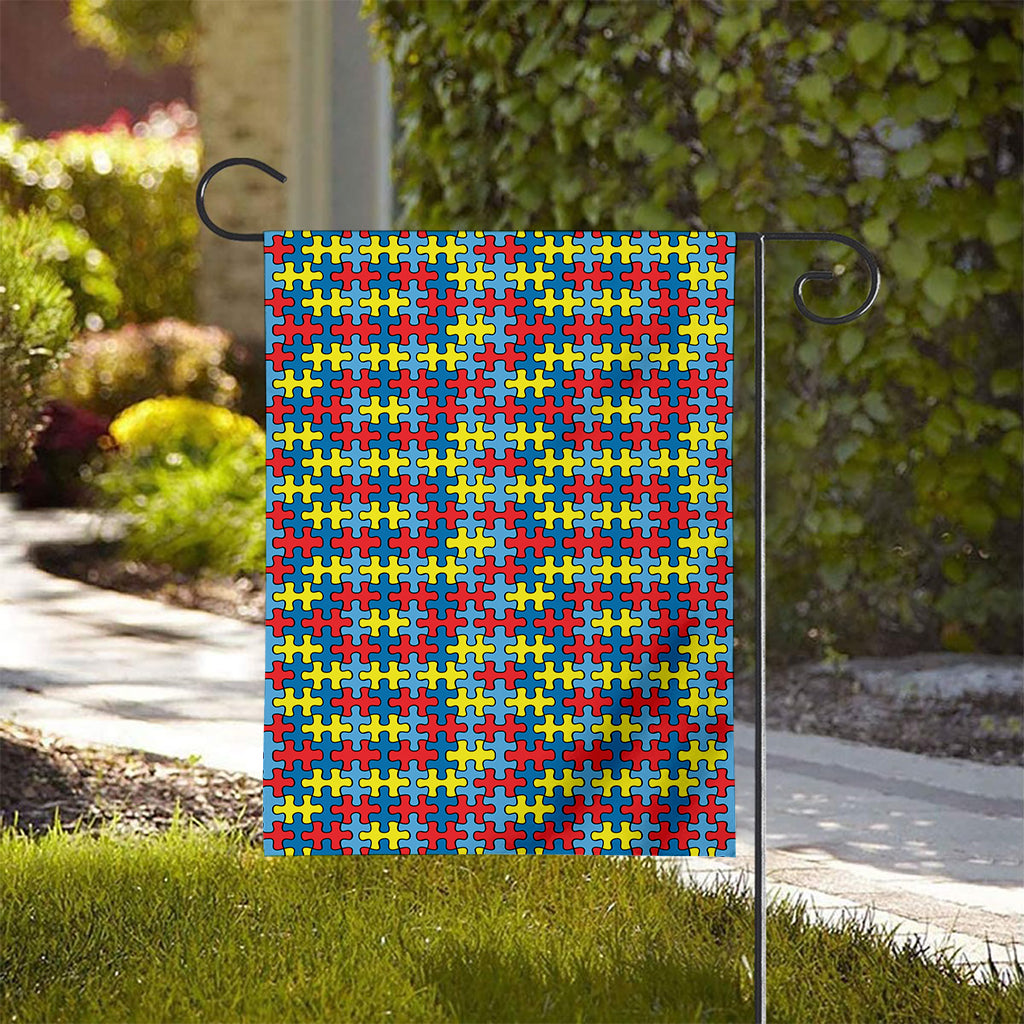 Autism Awareness Puzzle Print House Flag