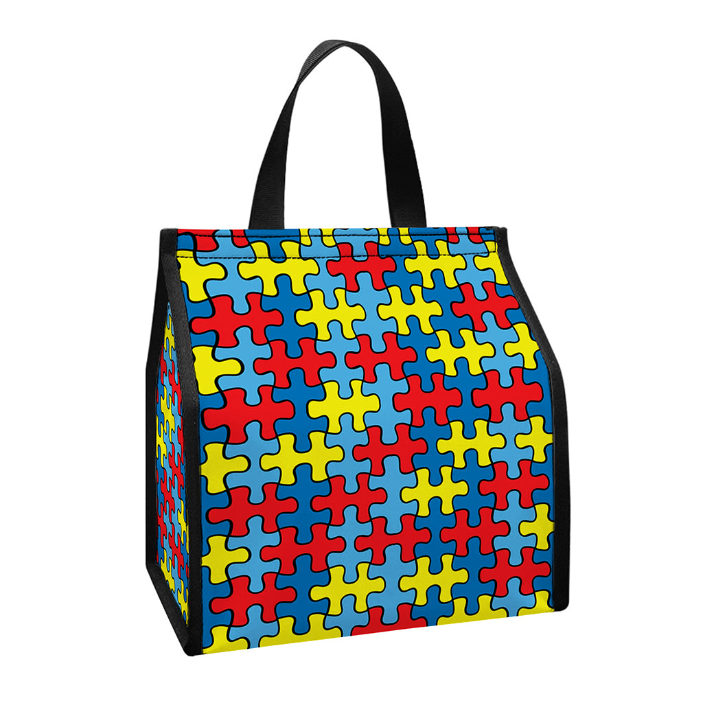Autism Awareness Puzzle Print Insulated Lunch Tote