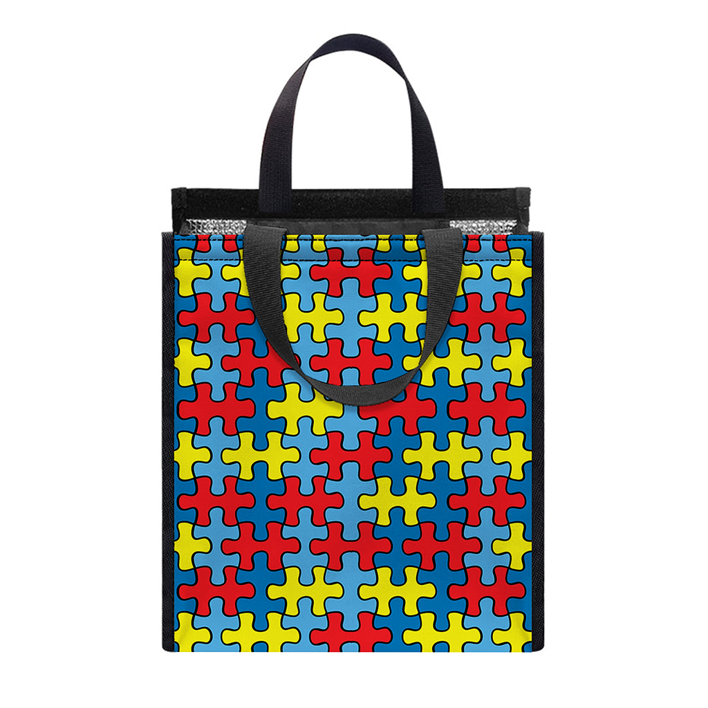 Autism Awareness Puzzle Print Insulated Lunch Tote