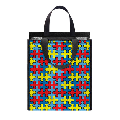 Autism Awareness Puzzle Print Insulated Lunch Tote