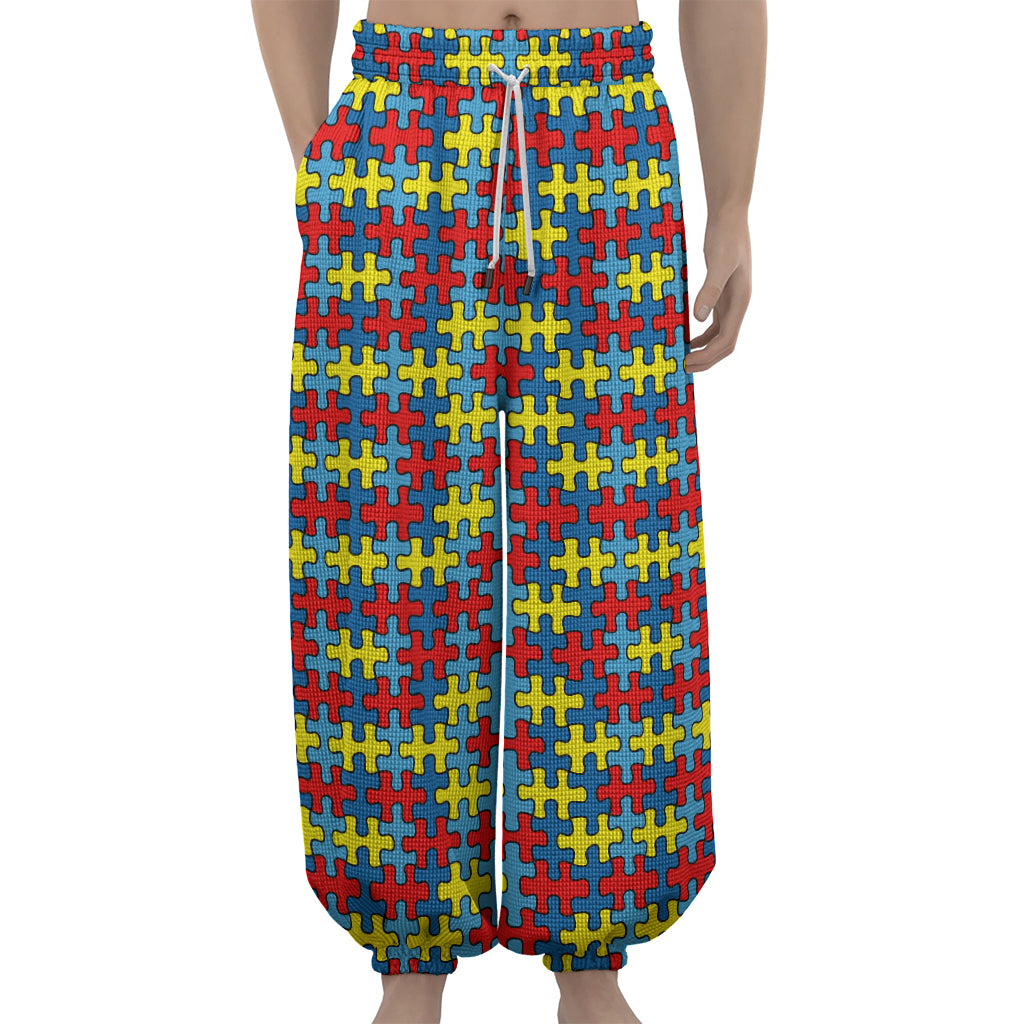 Autism Awareness Puzzle Print Lantern Pants