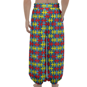 Autism Awareness Puzzle Print Lantern Pants