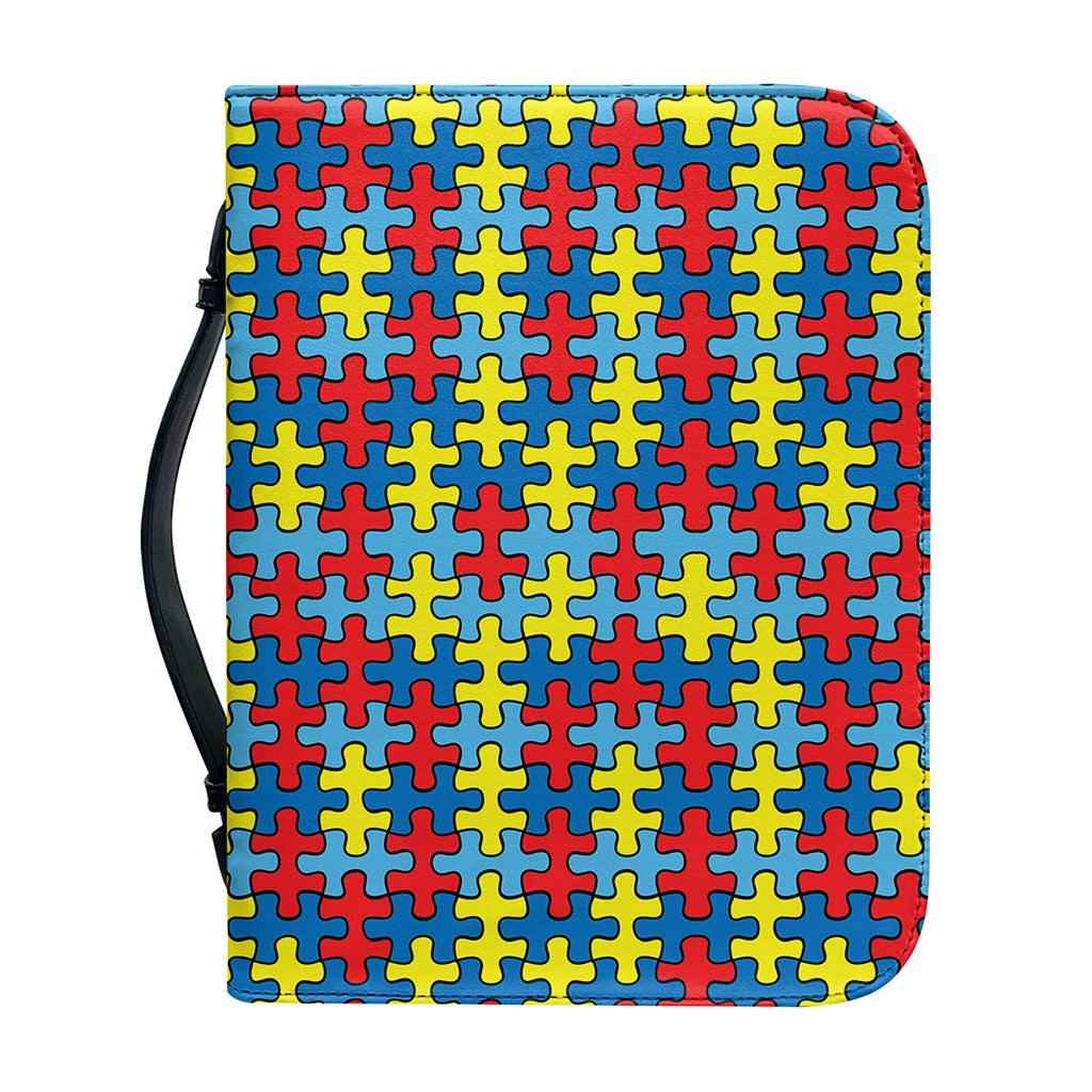 Autism Awareness Puzzle Print Leather Bible Cover
