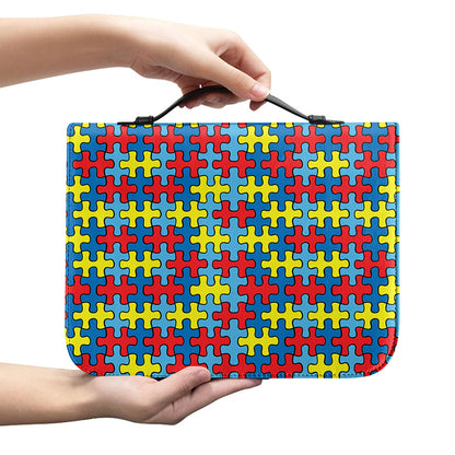 Autism Awareness Puzzle Print Leather Bible Cover
