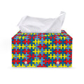 Autism Awareness Puzzle Print Leather Tissue Box Cover