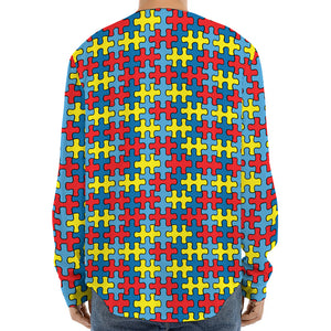 Autism Awareness Puzzle Print Long Sleeve Baseball Jersey