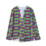 Autism Awareness Puzzle Print Long Sleeve Short Coat