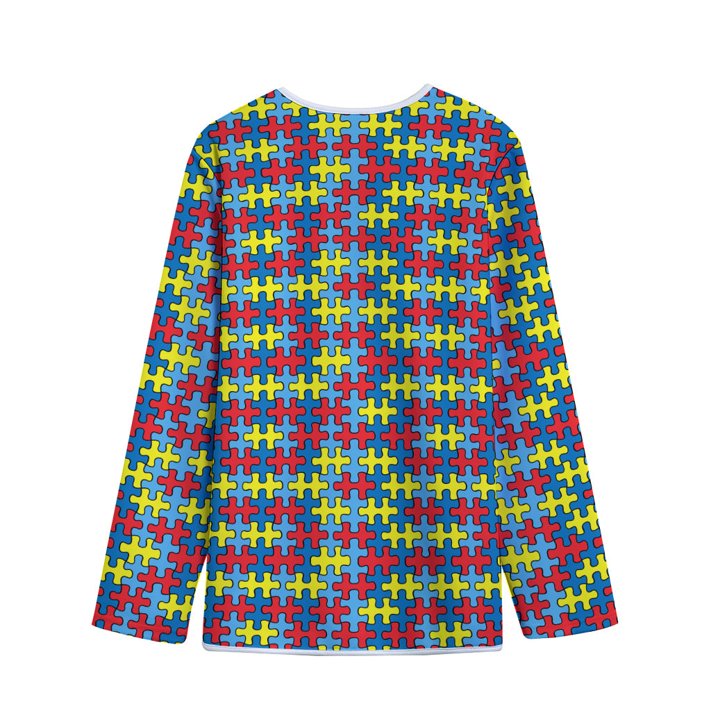 Autism Awareness Puzzle Print Long Sleeve Short Coat