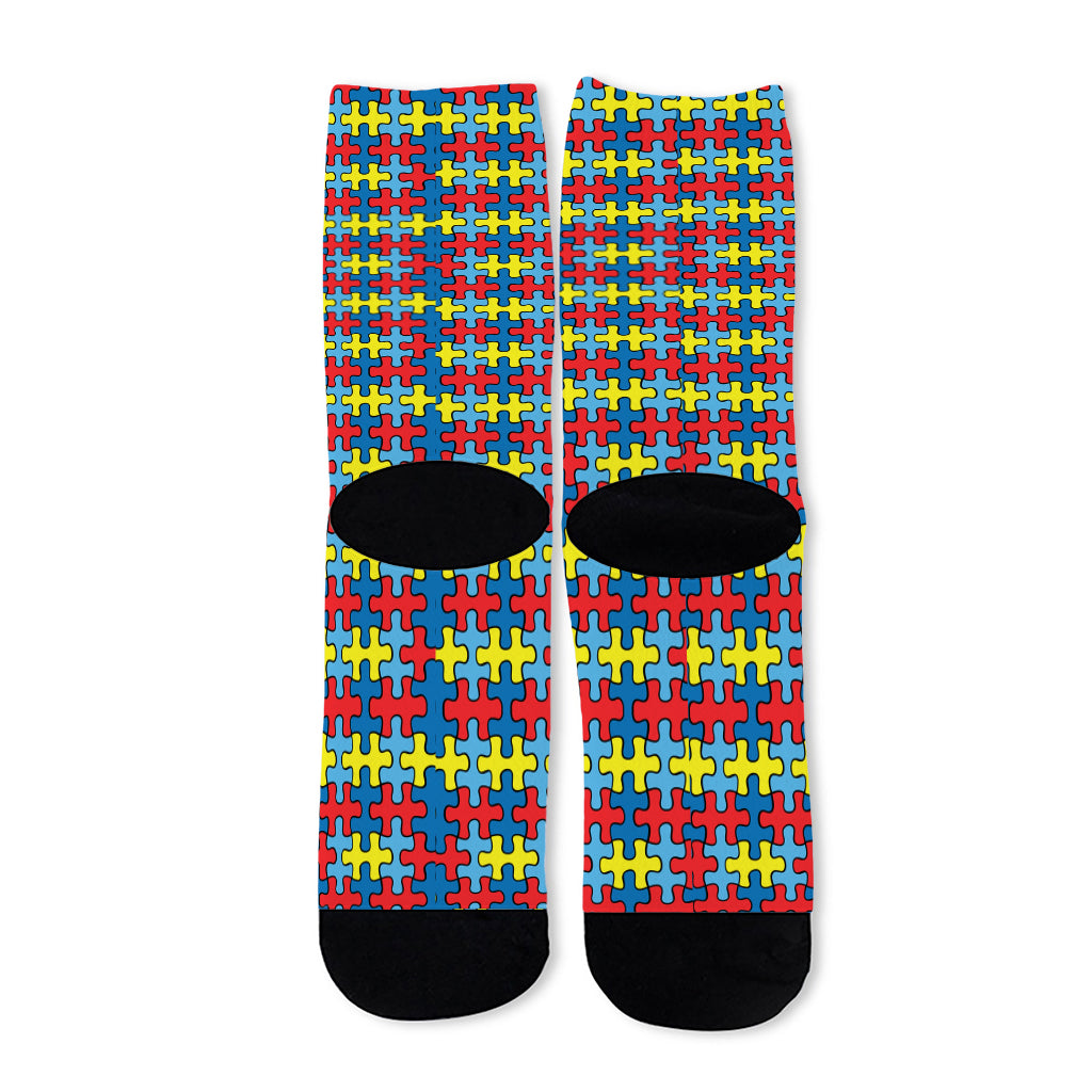 Autism Awareness Puzzle Print Long Socks