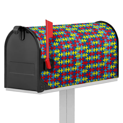 Autism Awareness Puzzle Print Mailbox Cover