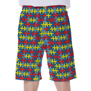 Autism Awareness Puzzle Print Men's Beach Shorts