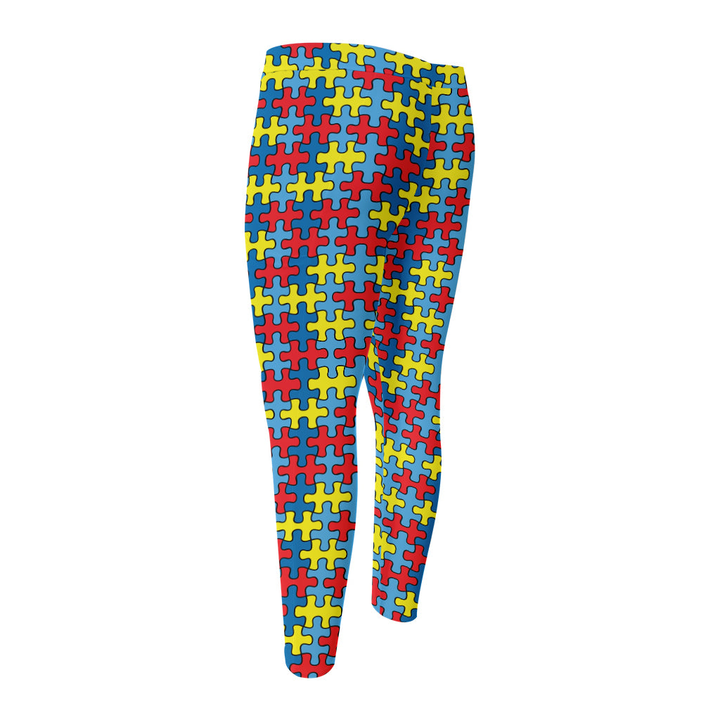 Autism Awareness Puzzle Print Men's Compression Pants