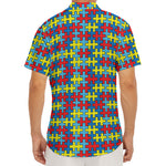 Autism Awareness Puzzle Print Men's Deep V-Neck Shirt