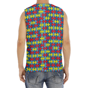 Autism Awareness Puzzle Print Men's Fitness Tank Top