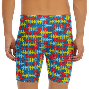 Autism Awareness Puzzle Print Men's Long Boxer Briefs