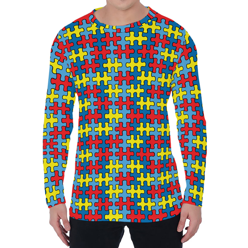 Autism Awareness Puzzle Print Men's Long Sleeve T-Shirt