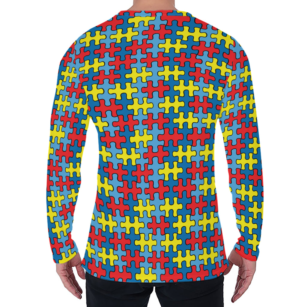 Autism Awareness Puzzle Print Men's Long Sleeve T-Shirt