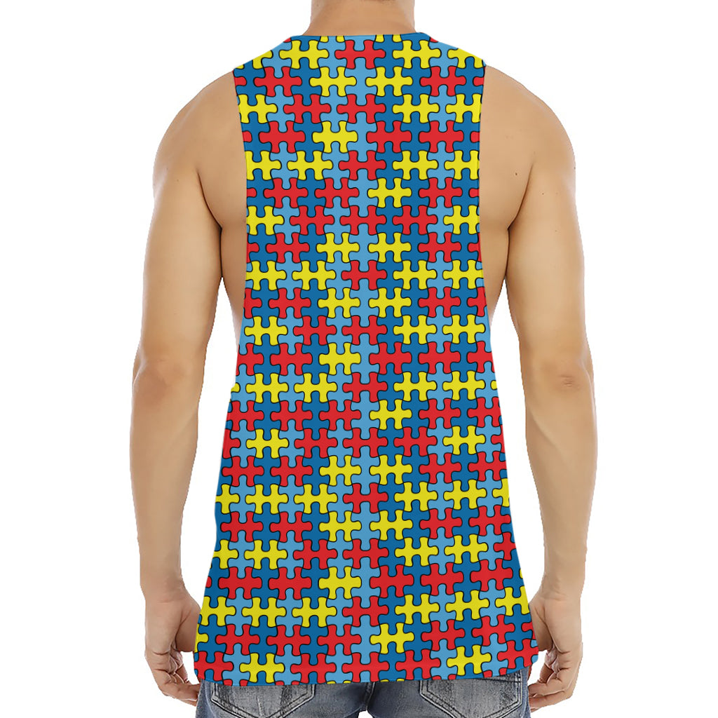 Autism Awareness Puzzle Print Men's Muscle Tank Top