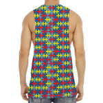 Autism Awareness Puzzle Print Men's Muscle Tank Top