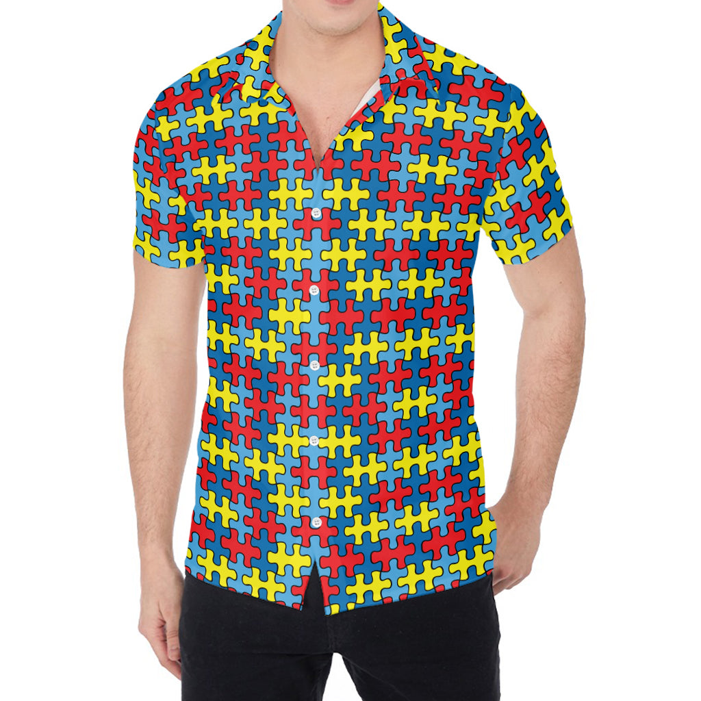 Autism Awareness Puzzle Print Men's Shirt