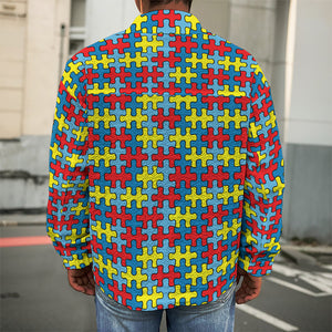 Autism Awareness Puzzle Print Men's Shirt Jacket