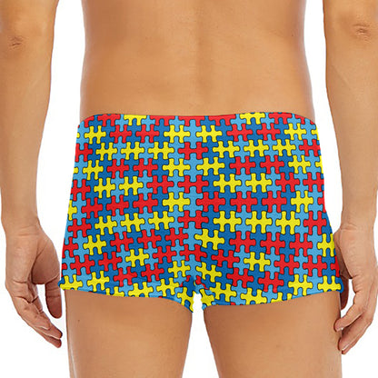 Autism Awareness Puzzle Print Men's Short Boxer Briefs