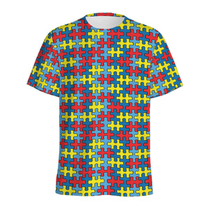 Autism Awareness Puzzle Print Men's Sports T-Shirt