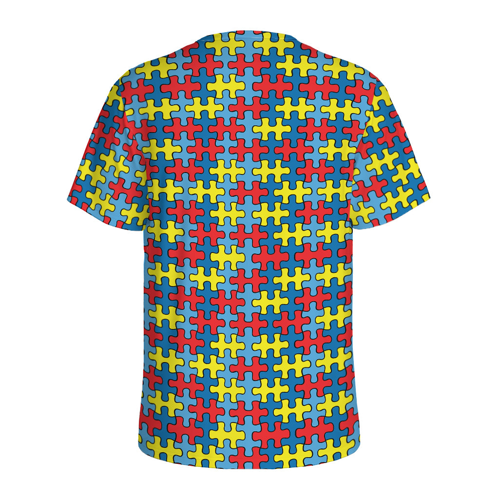 Autism Awareness Puzzle Print Men's Sports T-Shirt