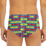 Autism Awareness Puzzle Print Men's Triangle Swim Briefs
