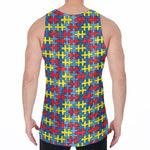 Autism Awareness Puzzle Print Men's Velvet Tank Top