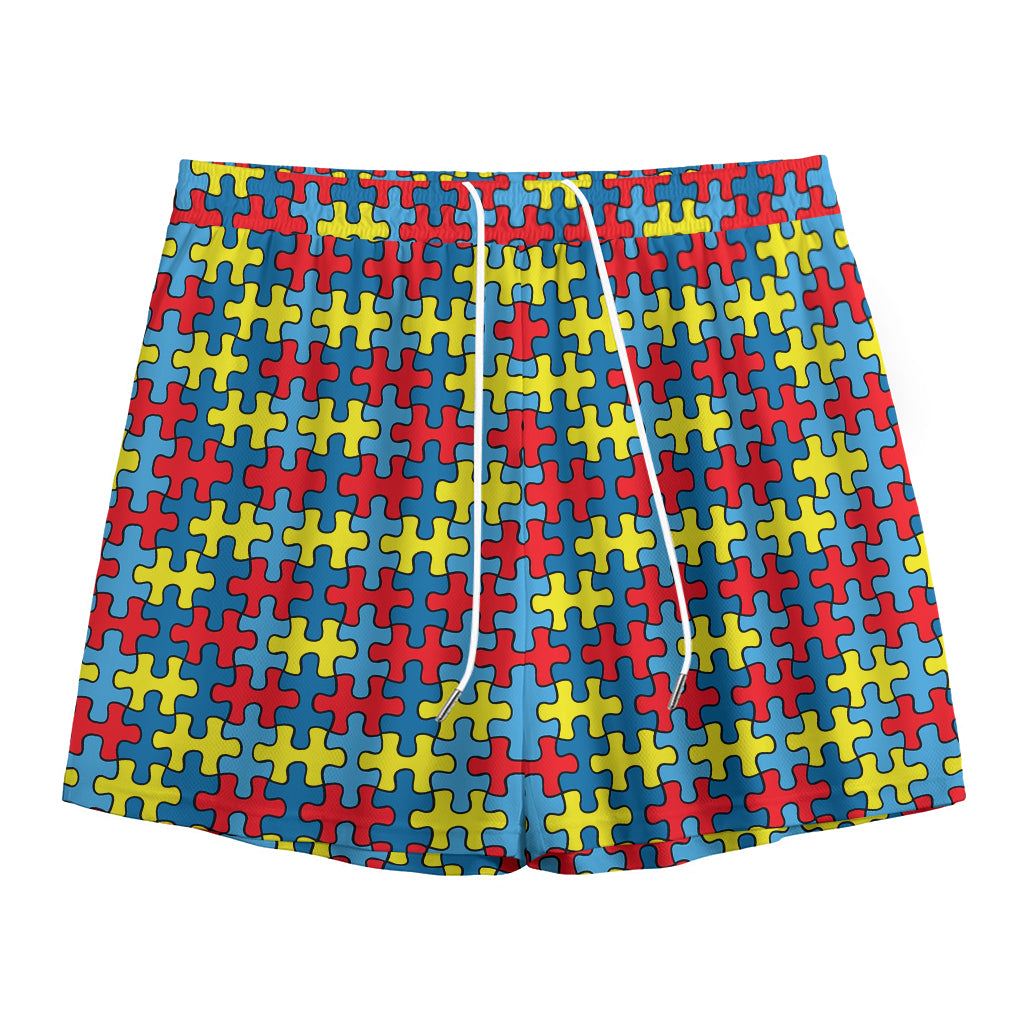 Autism Awareness Puzzle Print Mesh Shorts