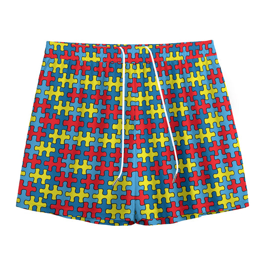 Autism Awareness Puzzle Print Mesh Shorts