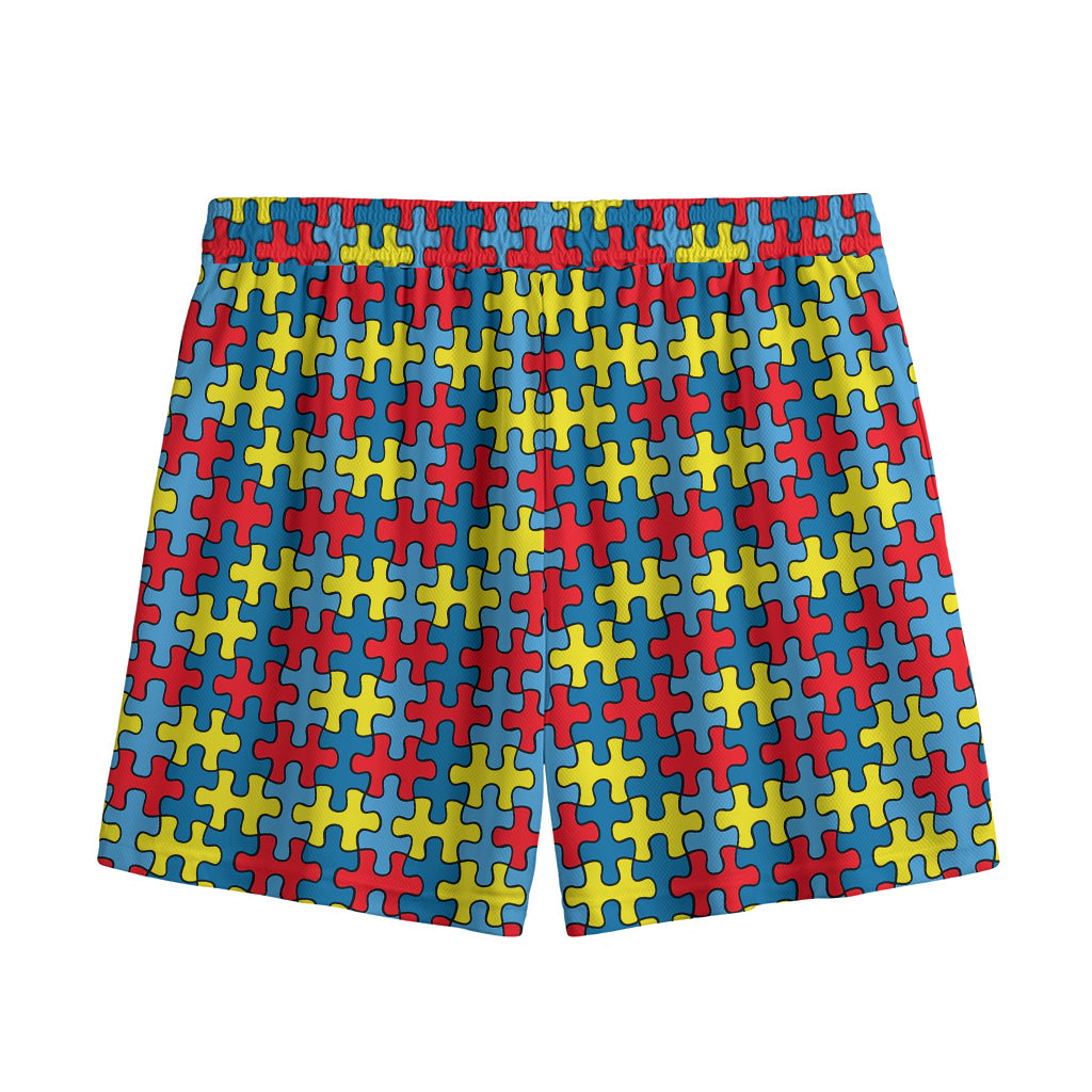 Autism Awareness Puzzle Print Mesh Shorts