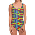 Autism Awareness Puzzle Print One Piece Swimsuit