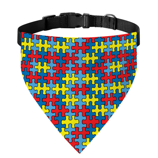 Autism Awareness Puzzle Print Over The Collar Dog Bandana